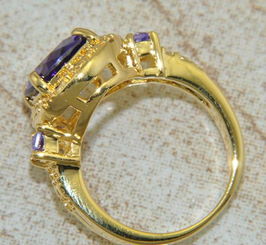 璀璨臻選 歐美時(shí)尚18K鍍金紫晶石戒指，詮釋婚禮與日常的優(yōu)雅格調(diào)